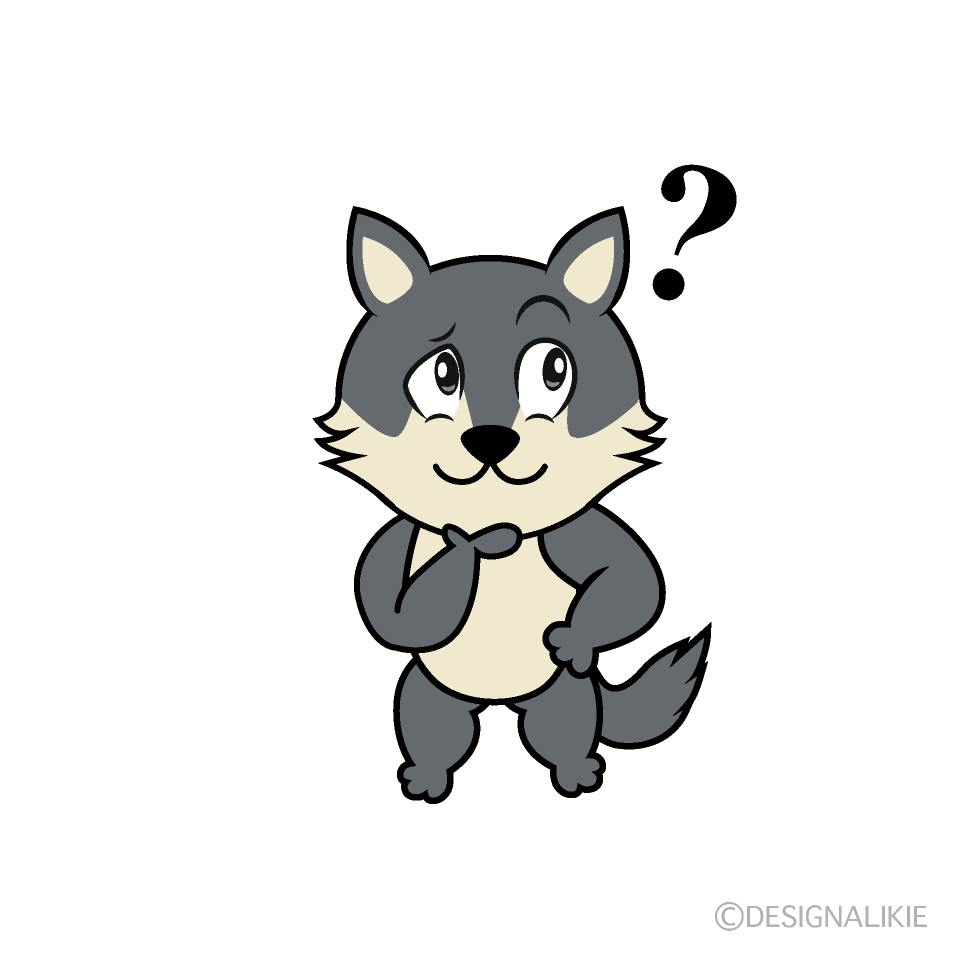 Thinking Wolf Cartoon Character Image