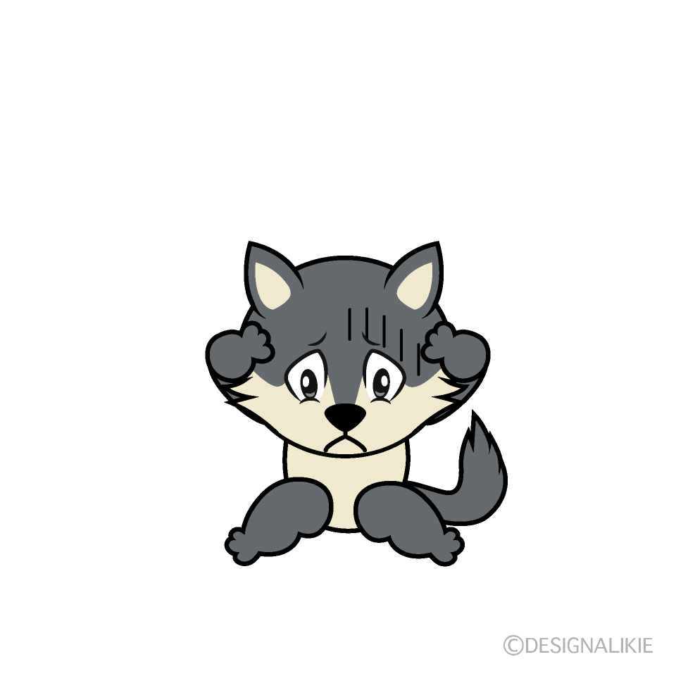 Depressed Wolf Cartoon Character Image