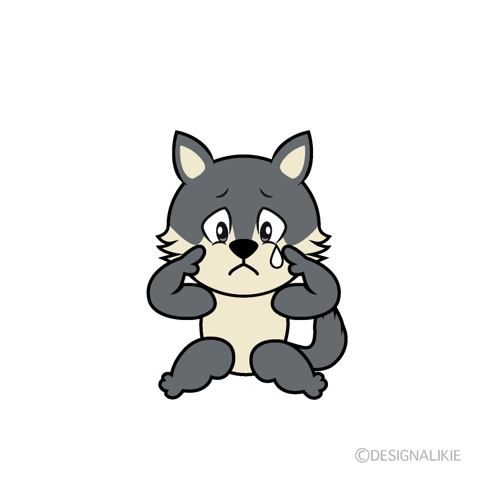 Sad Wolf Cartoon Character Image