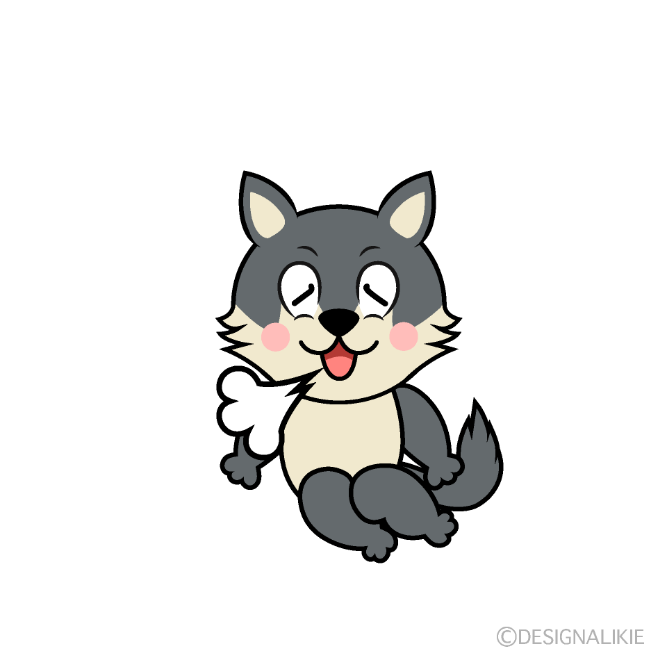 Relaxing Wolf Cartoon Character Image