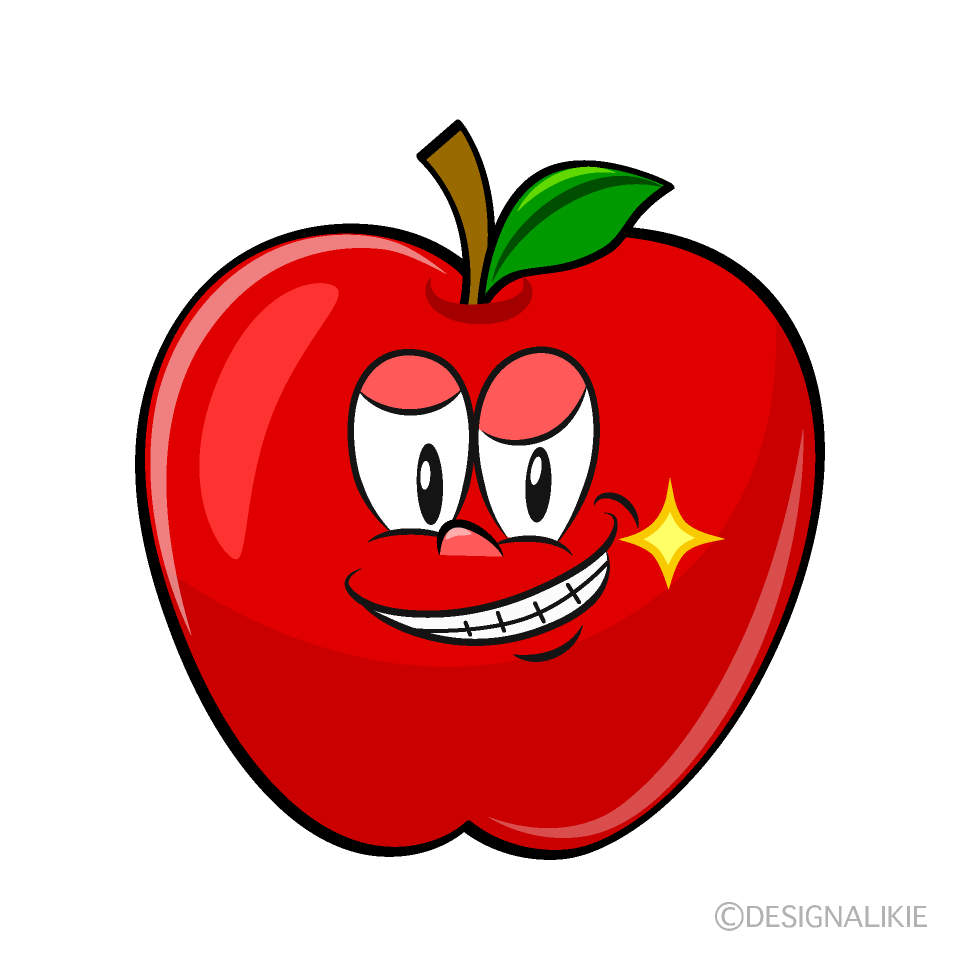 Grinning Apple Cartoon Character Image