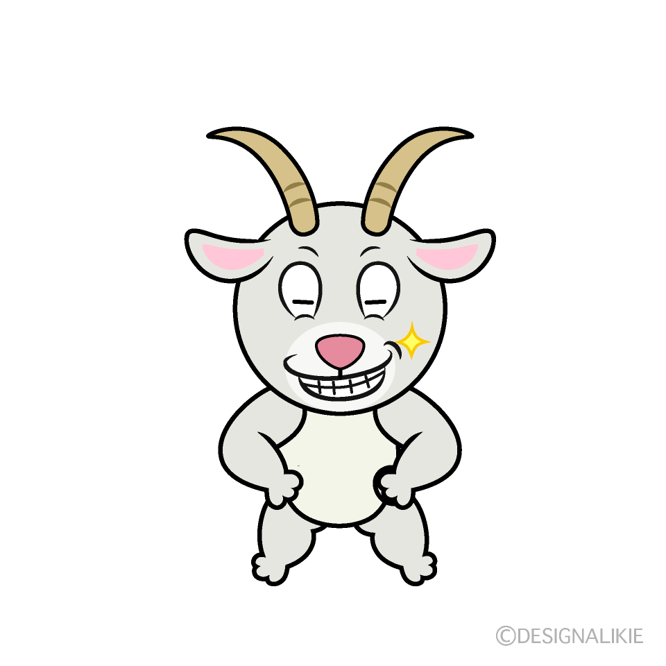 Grinning Goat Cartoon Character Image