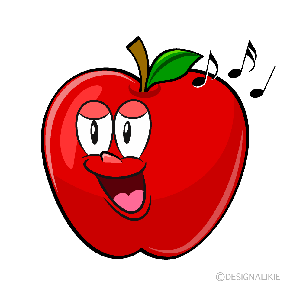 Singing Apple Cartoon Character Image