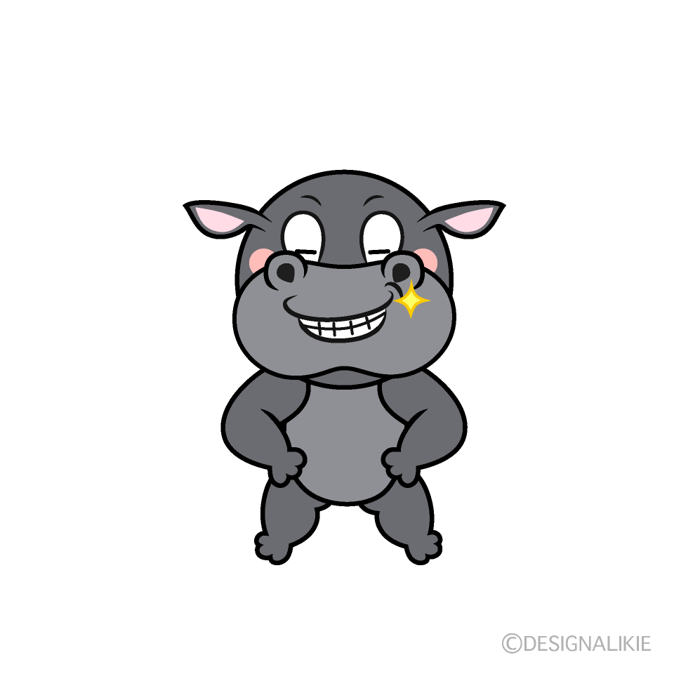 Grinning Hippo Cartoon Character Image