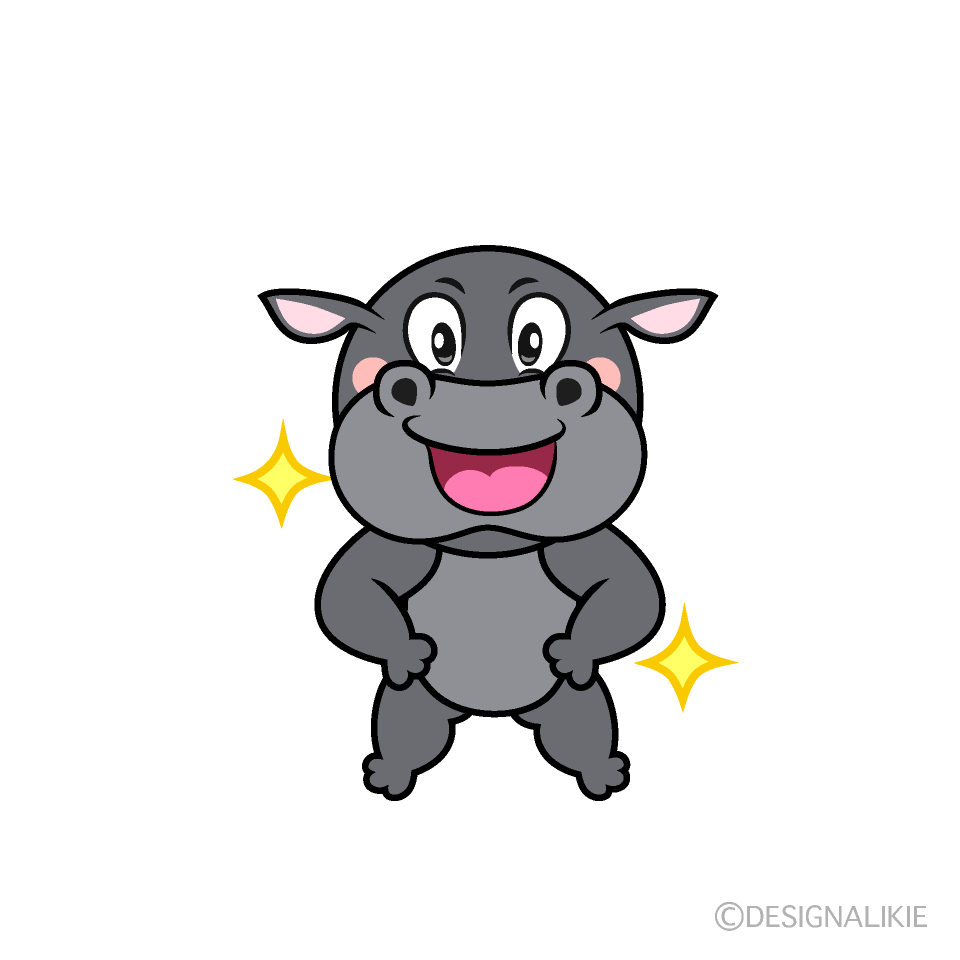 Glitter Hippo Cartoon Character Image