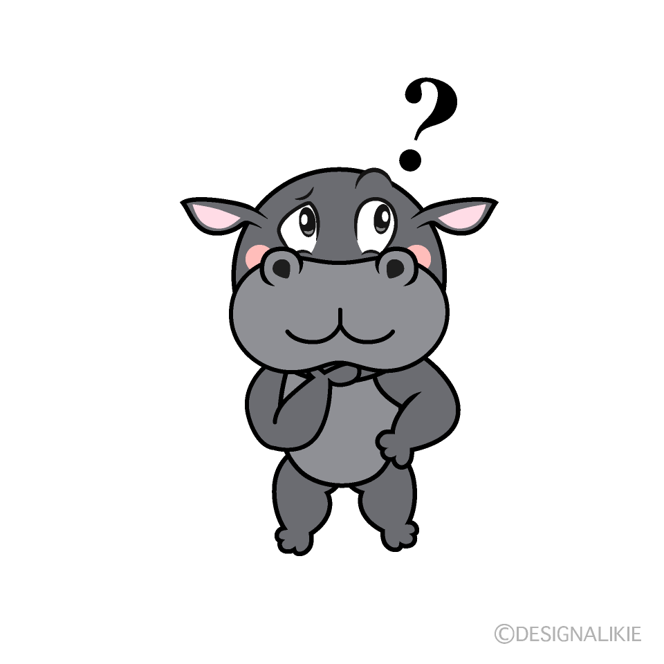Thinking Hippo Cartoon Character Image