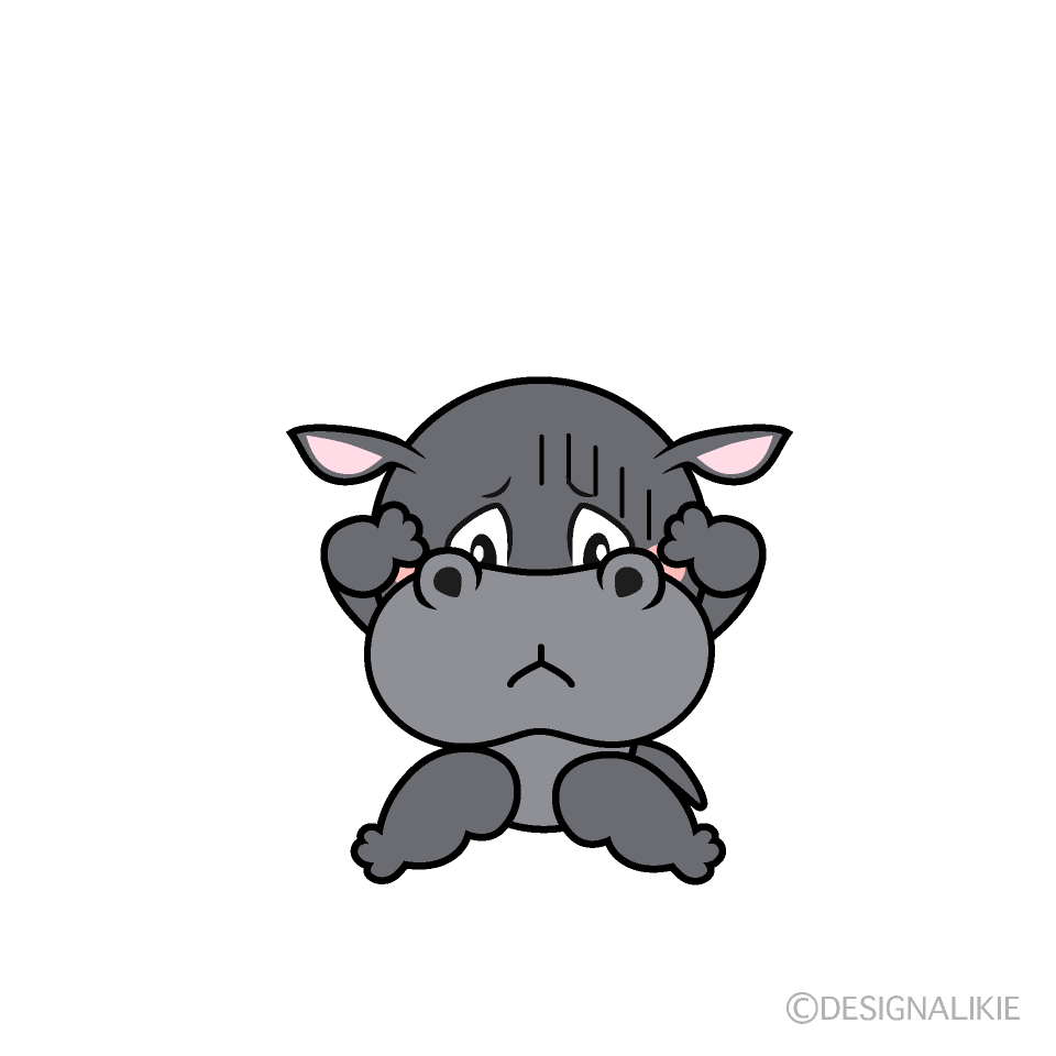 Depressed Hippo Cartoon Character Image