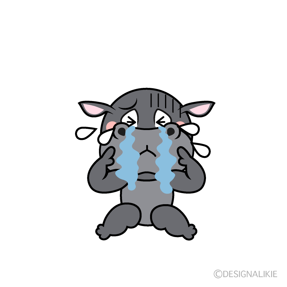 Crying Hippo Cartoon Character Image