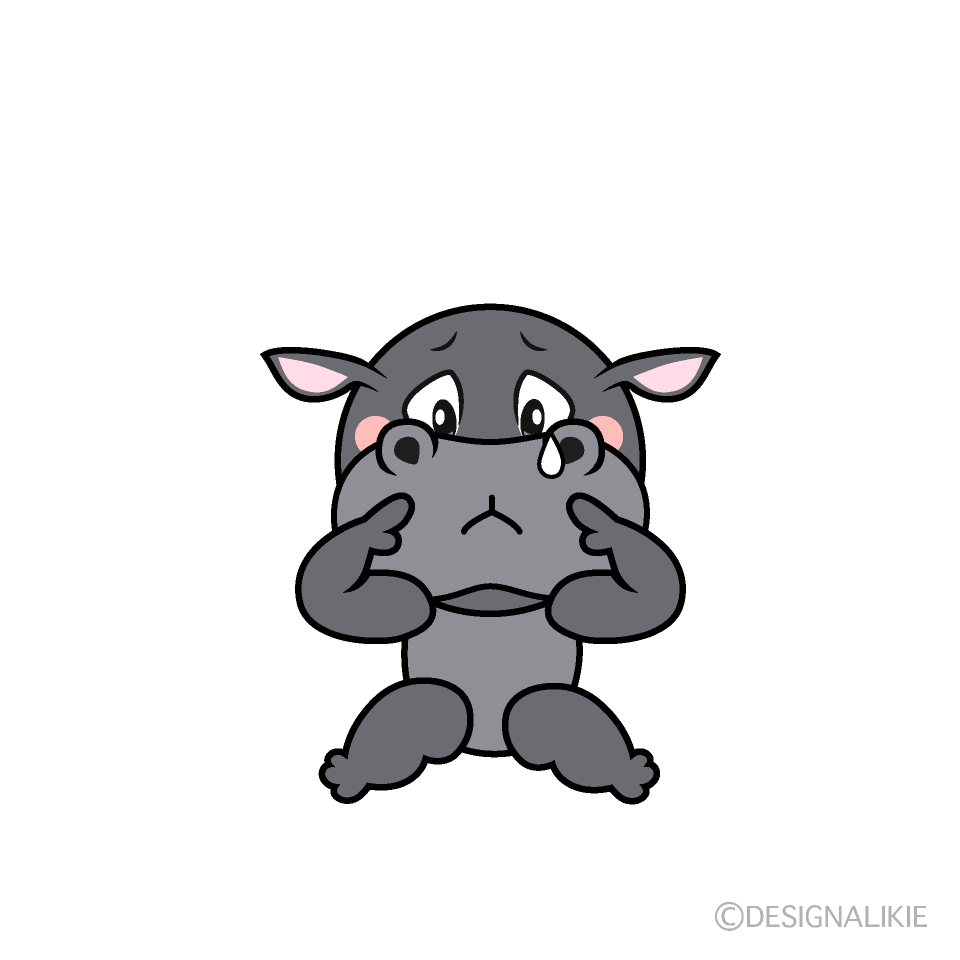 Sad Hippo Cartoon Character Image