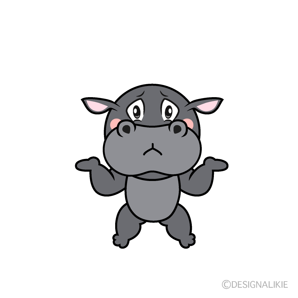 Troubled Hippo Cartoon Character Image