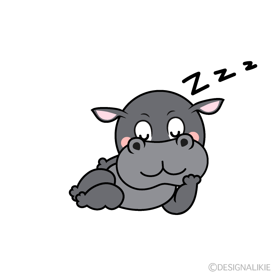 Sleeping Hippo Cartoon Character Image