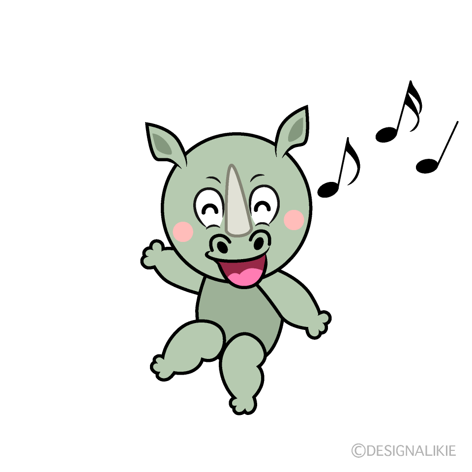 Smiling Rhino Cartoon Character Image