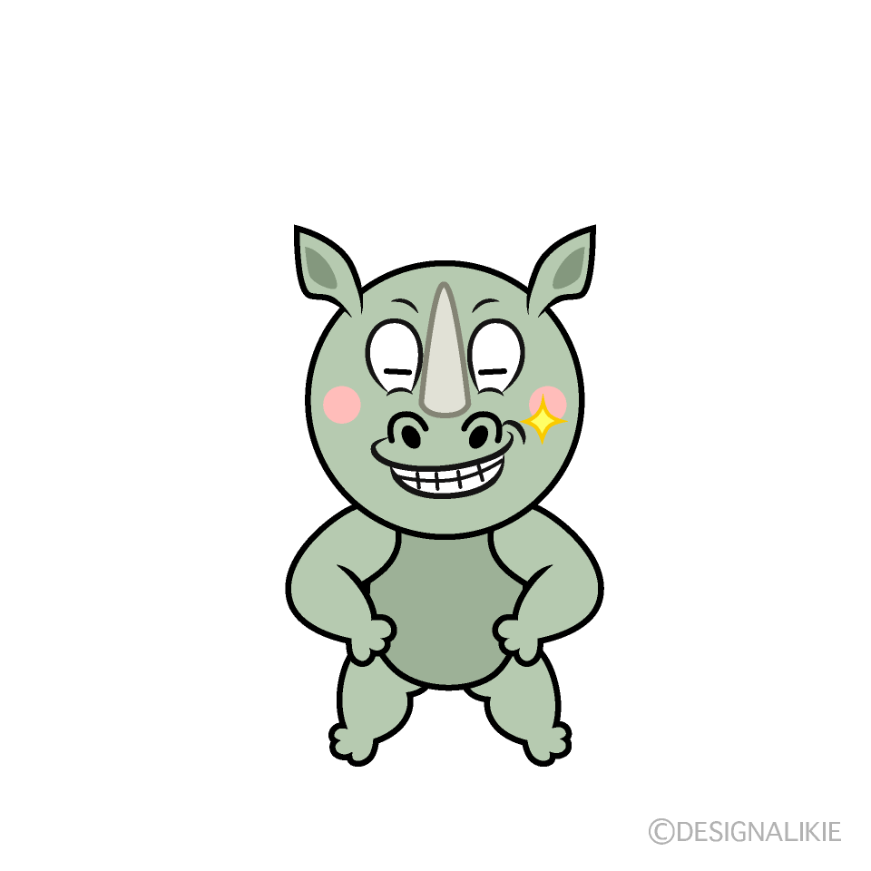 Grinning Rhino Cartoon Character Image