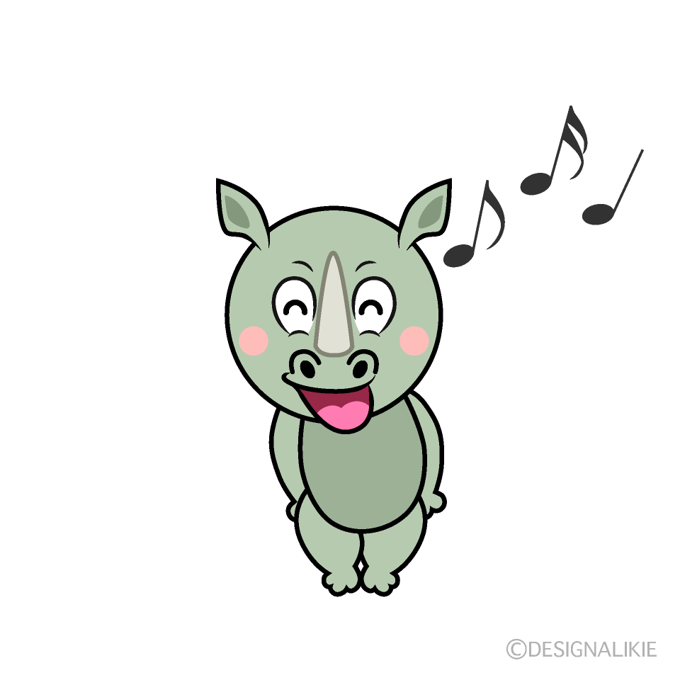 Singing Rhino Cartoon Character Image