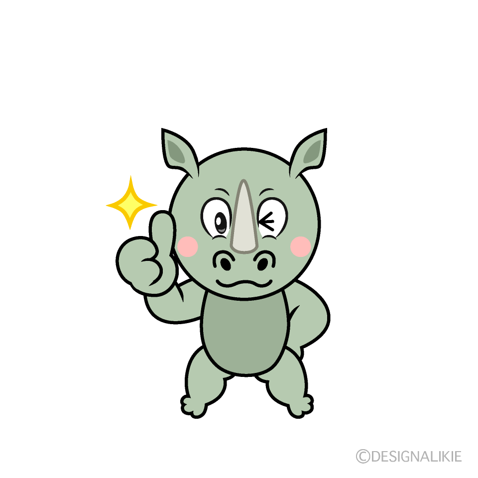 Thumbs up Rhino Cartoon Character Image