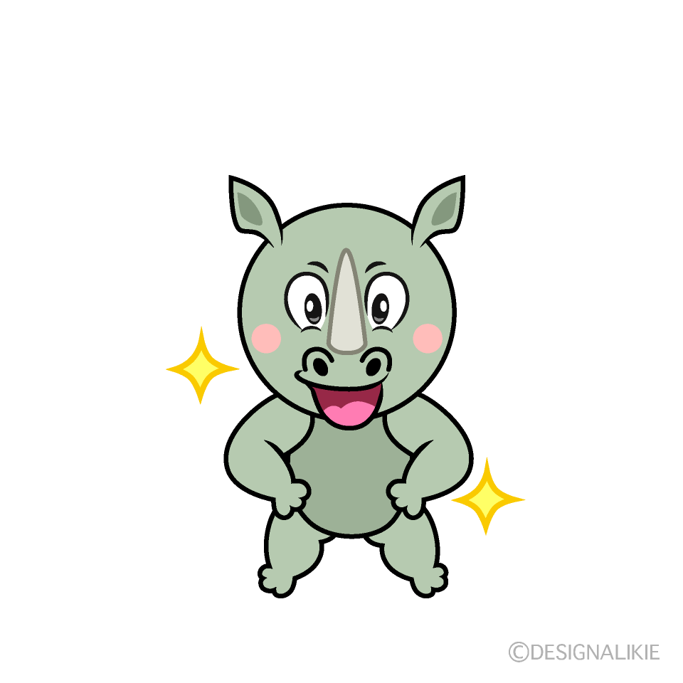 Glitter Rhino Cartoon Character Image