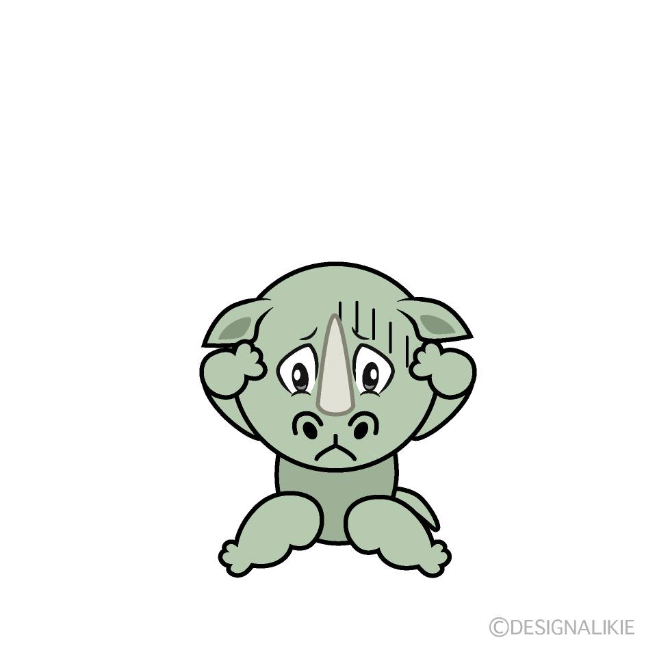 Depressed Rhino Cartoon Character Image