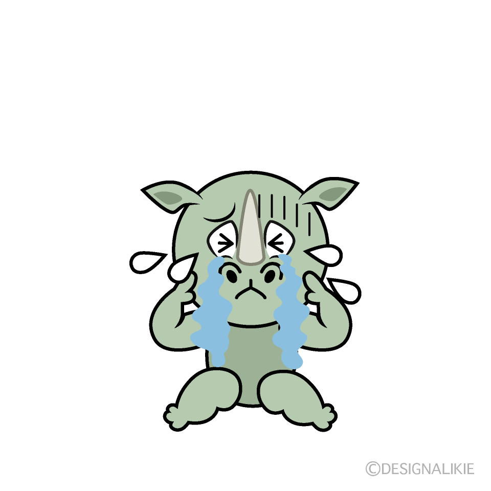 Crying Rhino Cartoon Character Image