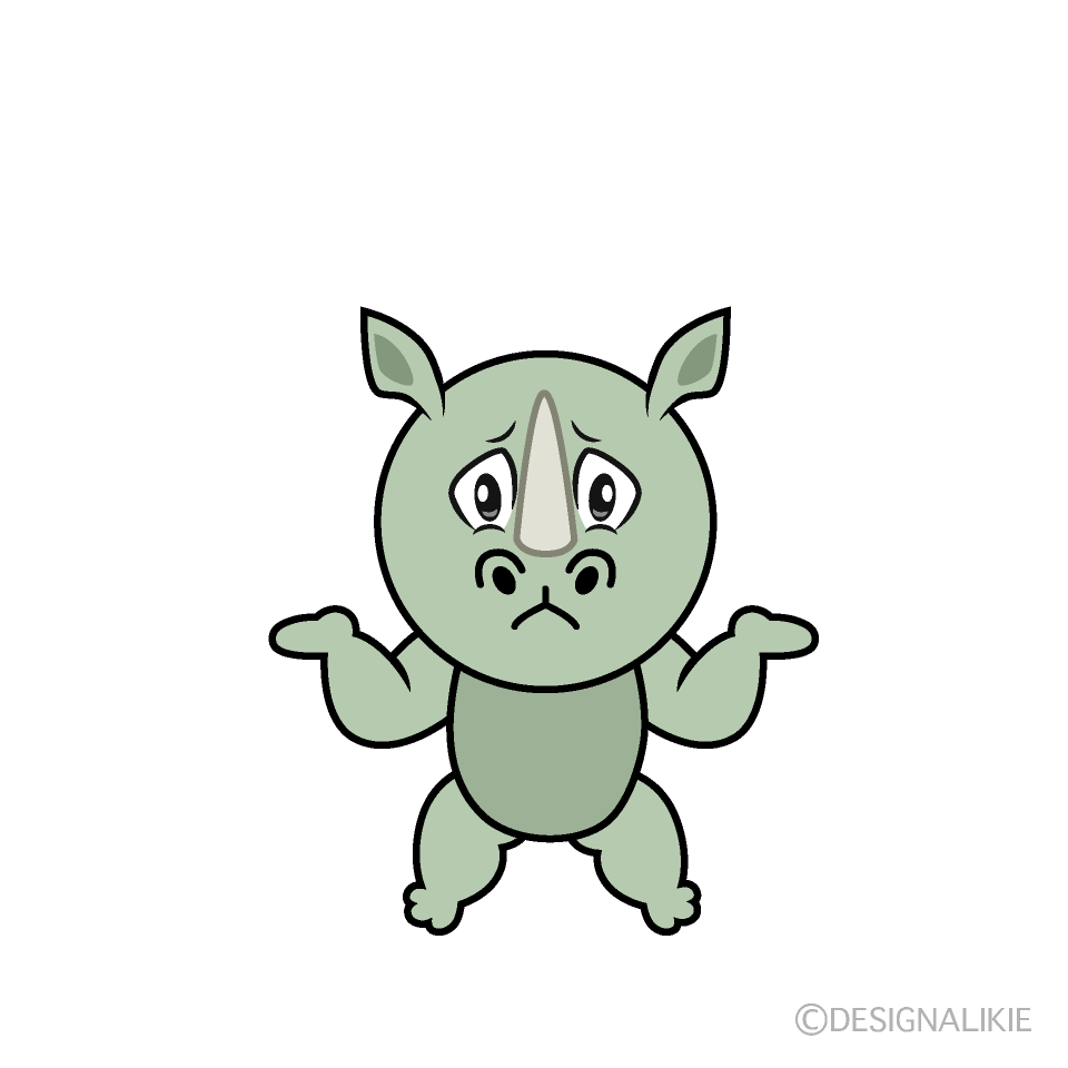 Troubled Rhino Cartoon Character Image