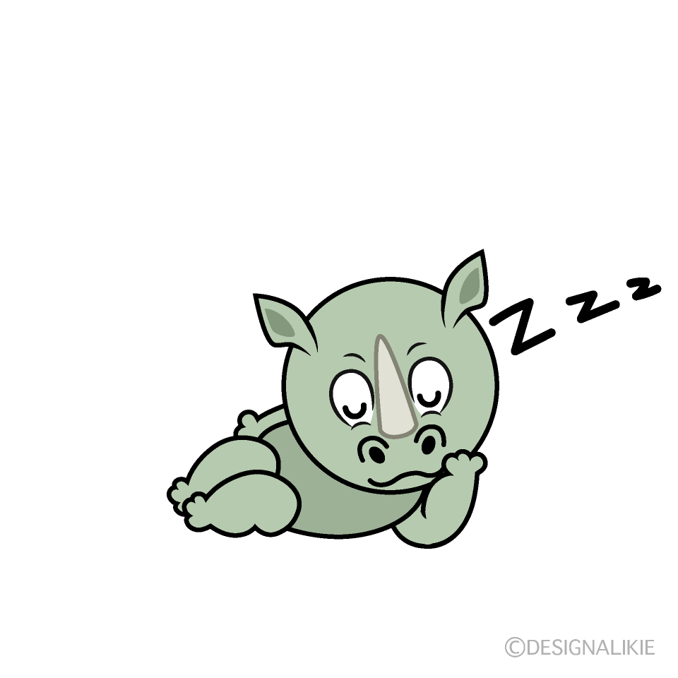 Sleeping Rhino Cartoon Character Image