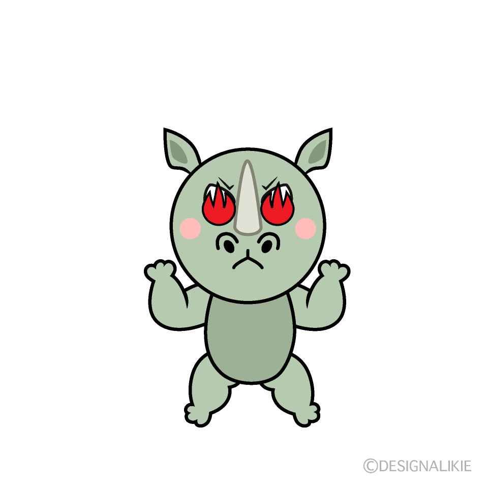 Enthusiasm Rhino Cartoon Character Image