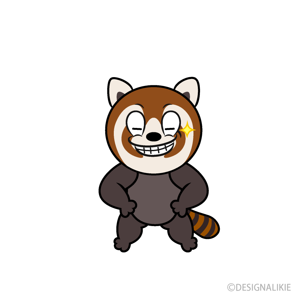 Grinning Red Panda Cartoon Character Image