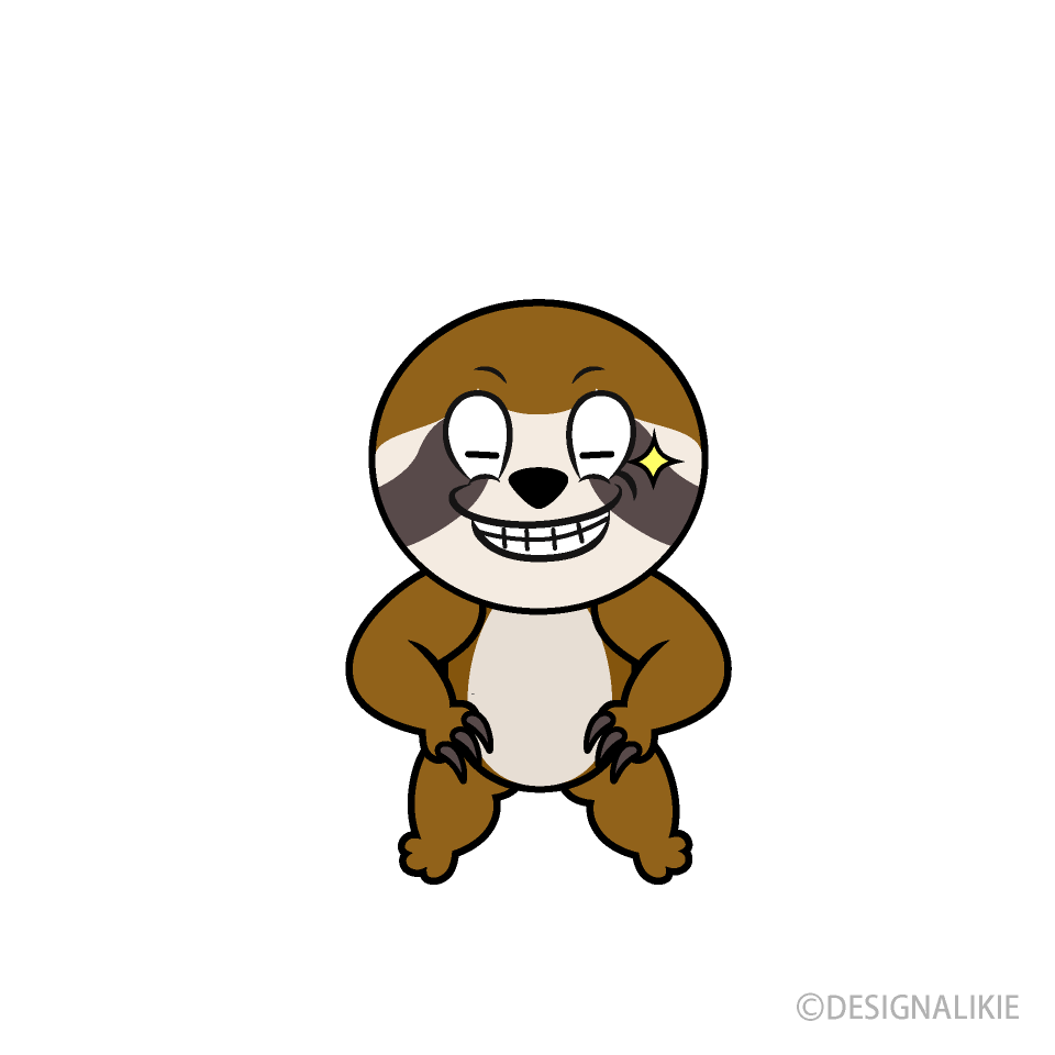 Grinning Sloth Cartoon Character Image