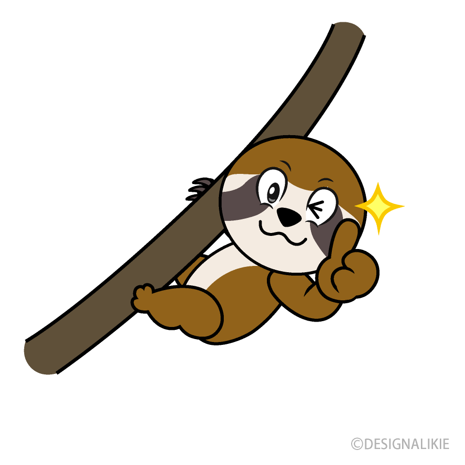 Thumbs up Sloth Cartoon Character Image