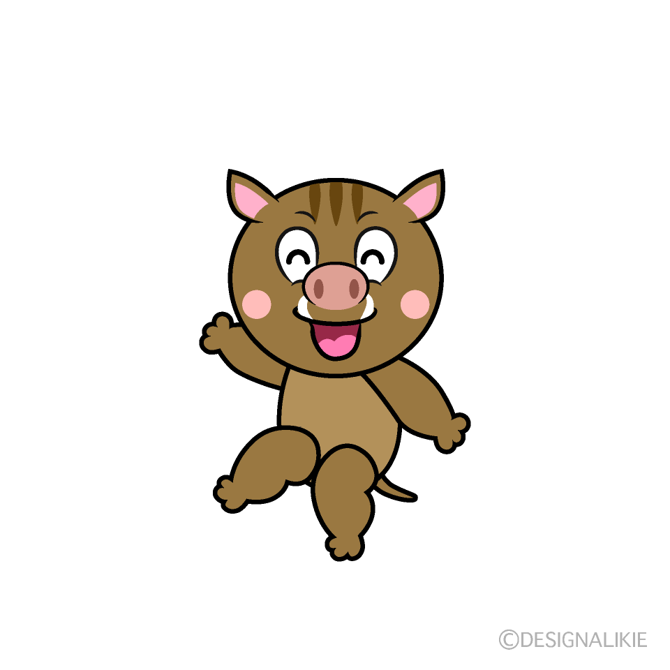 Smiling Boar Cartoon Character Image