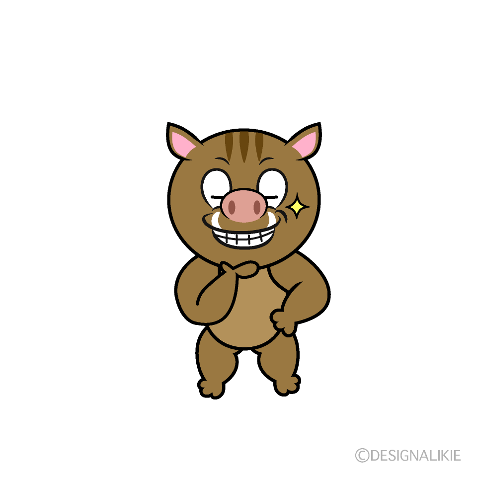 Grinning Boar Cartoon Character Image