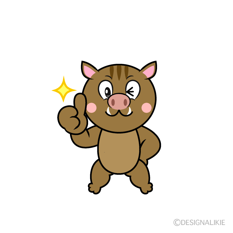 Thumbs up Boar Cartoon Character Image