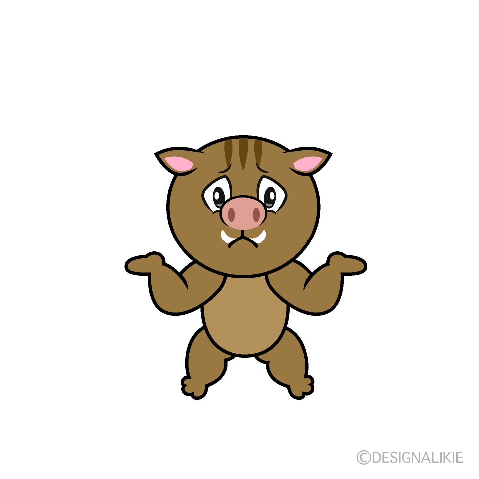 Troubled Boar Cartoon Character Image