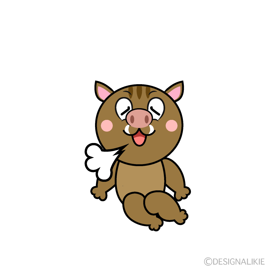 Relaxing Boar Cartoon Character Image