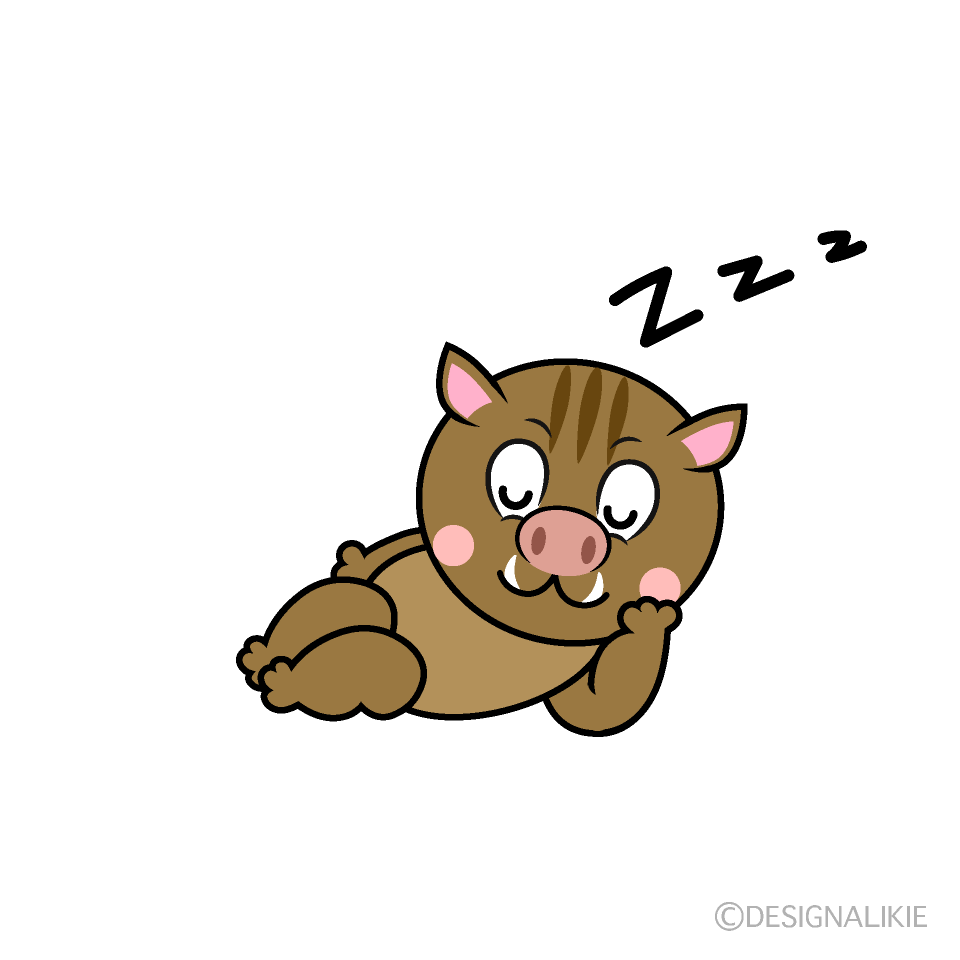 Sleeping Boar Cartoon Character Image