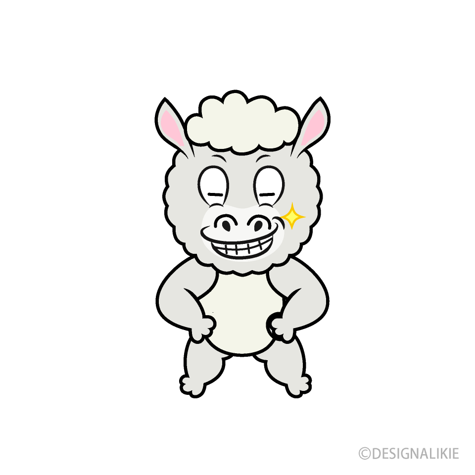 Grinning Alpaca Cartoon Character Image