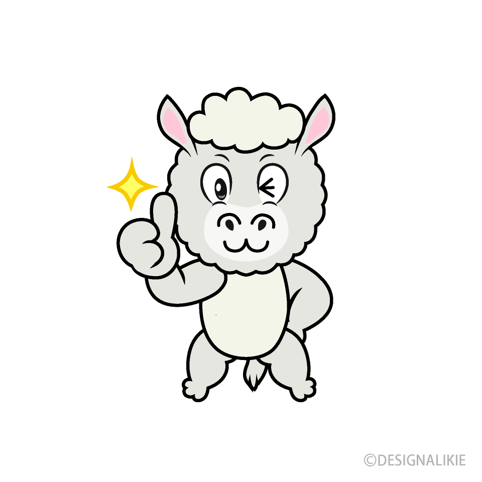 Thumbs up Alpaca Cartoon Character Image