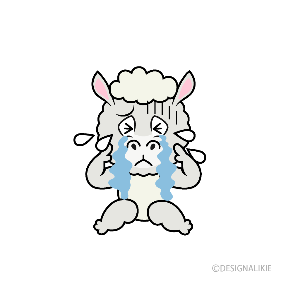 Crying Alpaca Cartoon Character Image