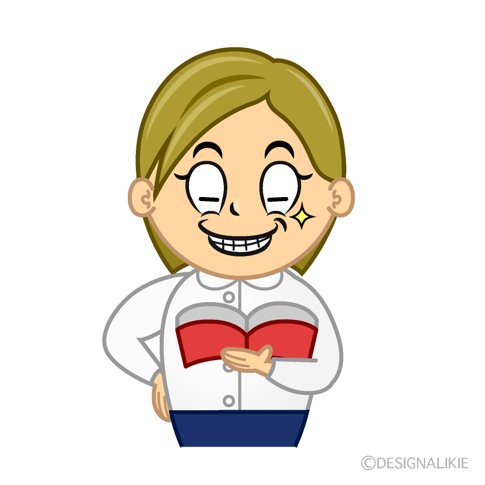 Grinning Female Teacher Cartoon Character Image