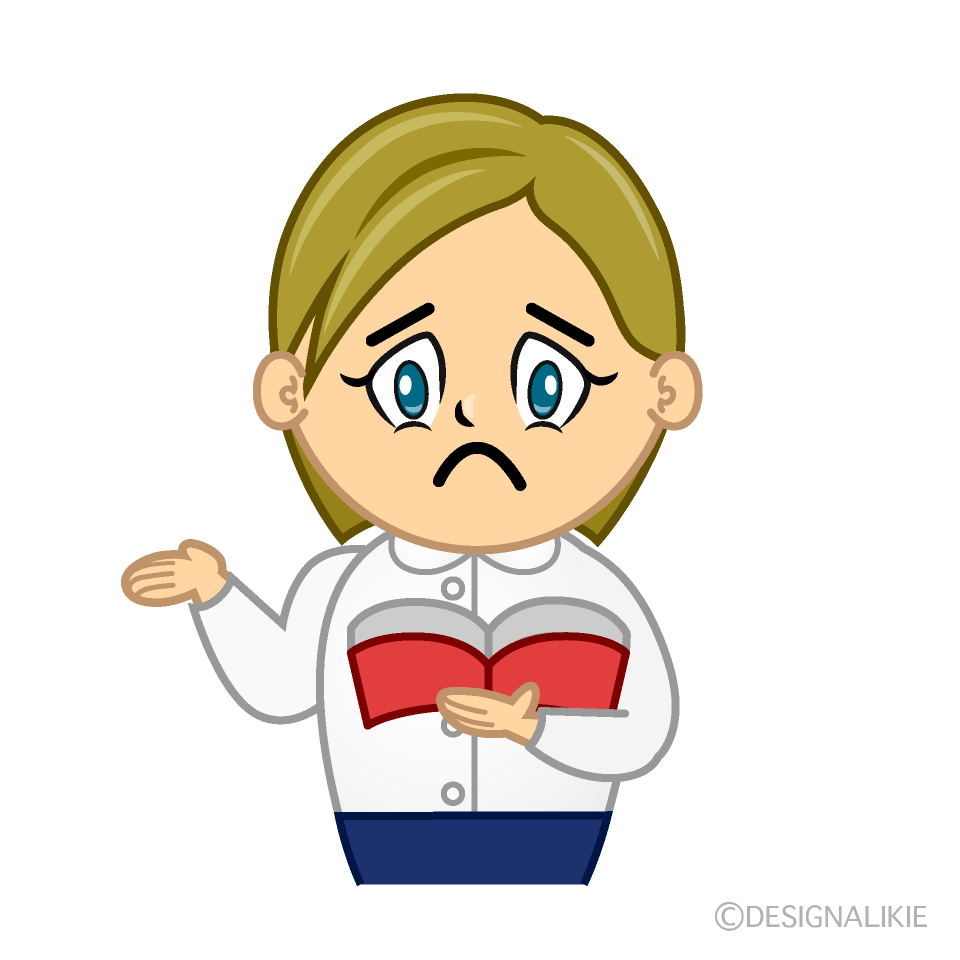 Troubled Female Teacher Cartoon Character Image