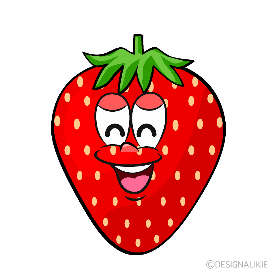 Smiling Strawberry Cartoon Character Image