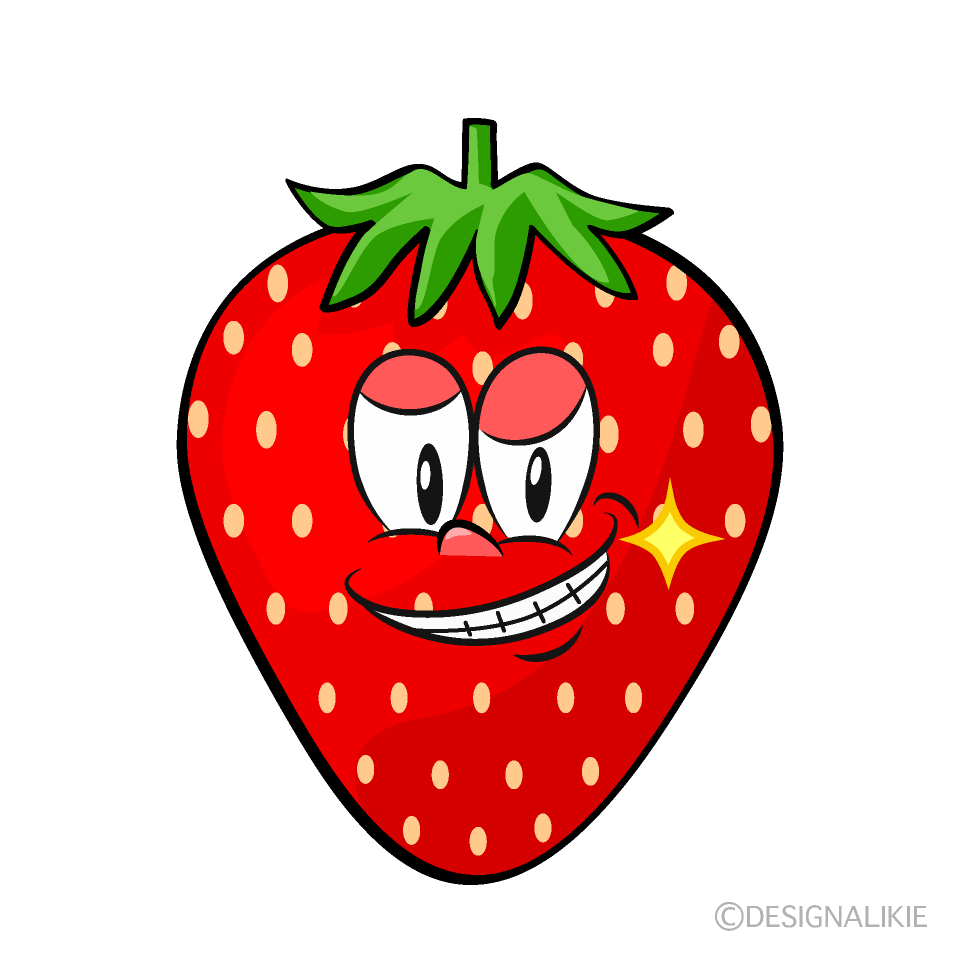 Grinning Strawberry Cartoon Character Image