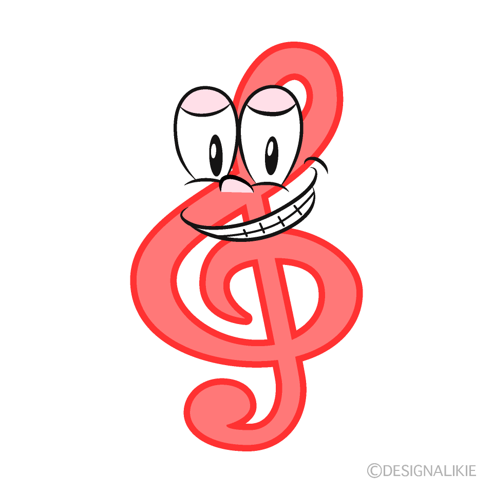 Grinning Treble Clef Cartoon Character Image