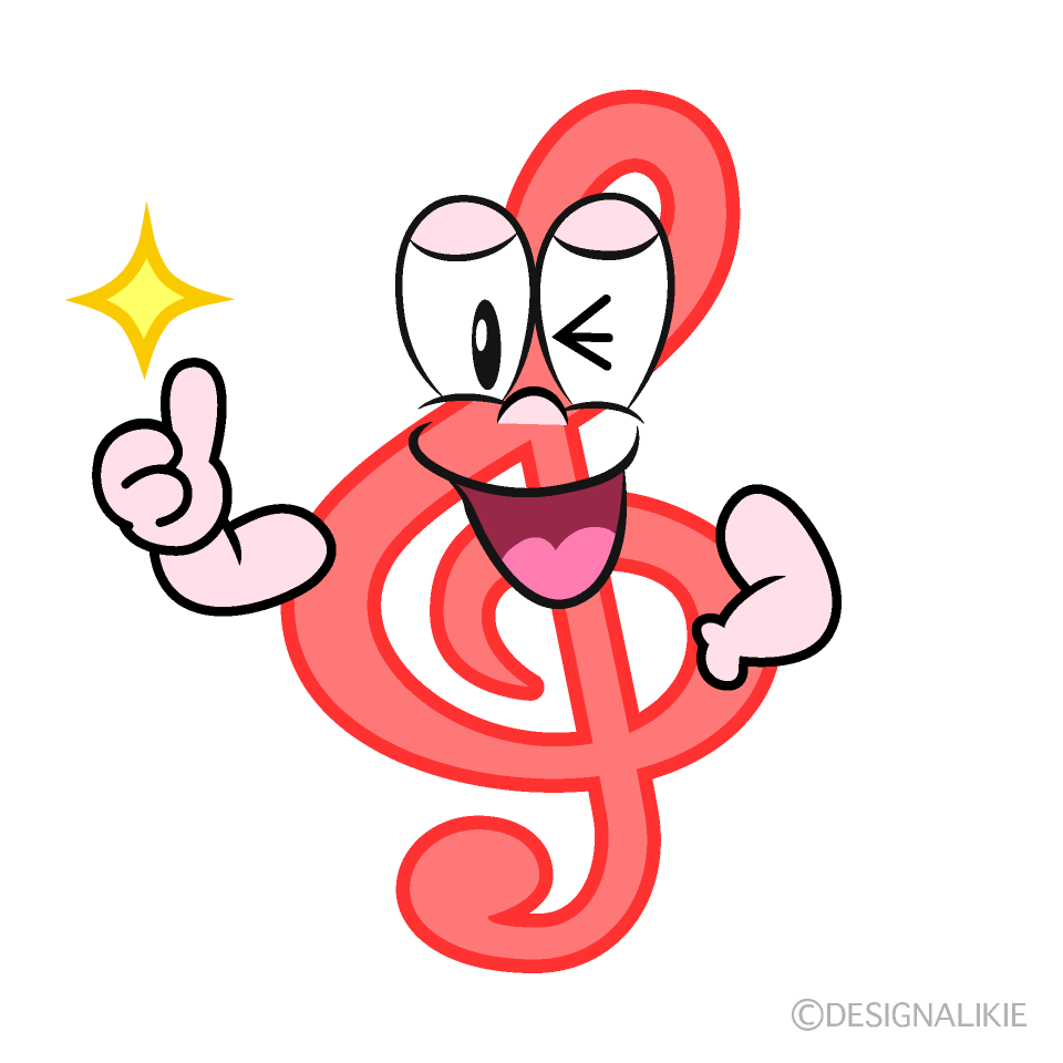 Thumbs up Treble Clef Cartoon Character Image