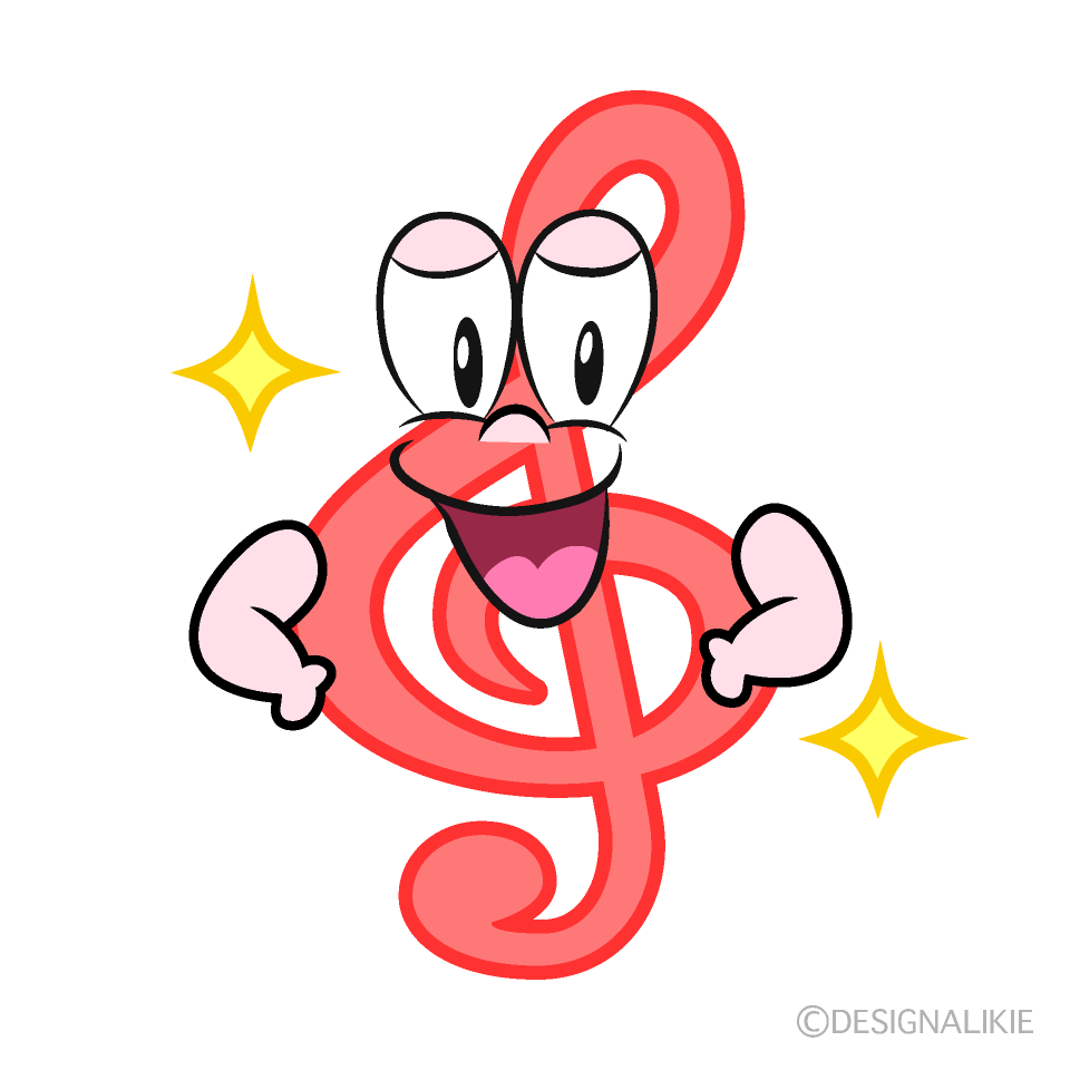 Glitter Treble Clef Cartoon Character Image