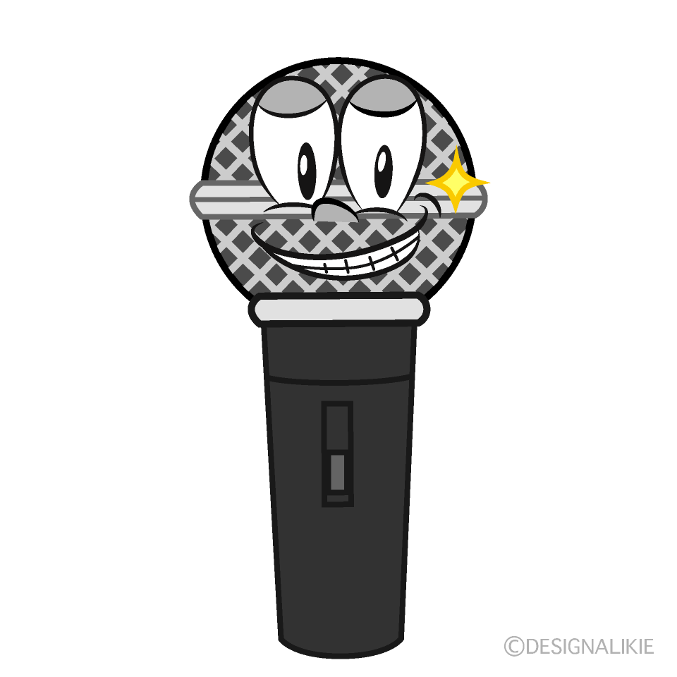 Grinning Microphone Cartoon Character Image