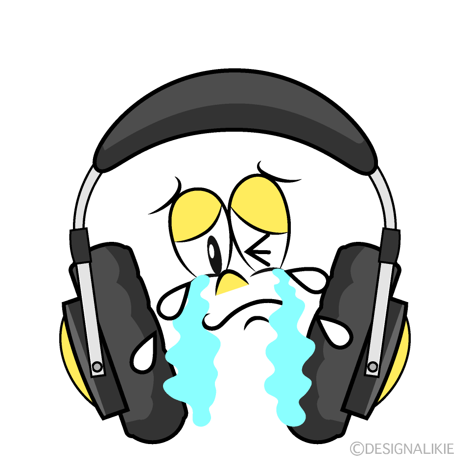Crying Headphone Cartoon Character Image