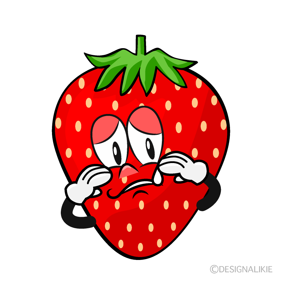 Sad Strawberry Cartoon Character Image