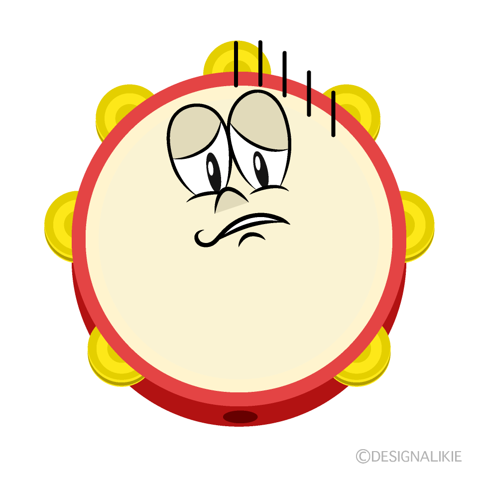 Depressed Tambourine Cartoon Character Image