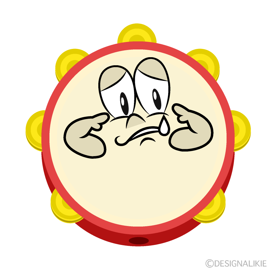 Sad Tambourine Cartoon Character Image