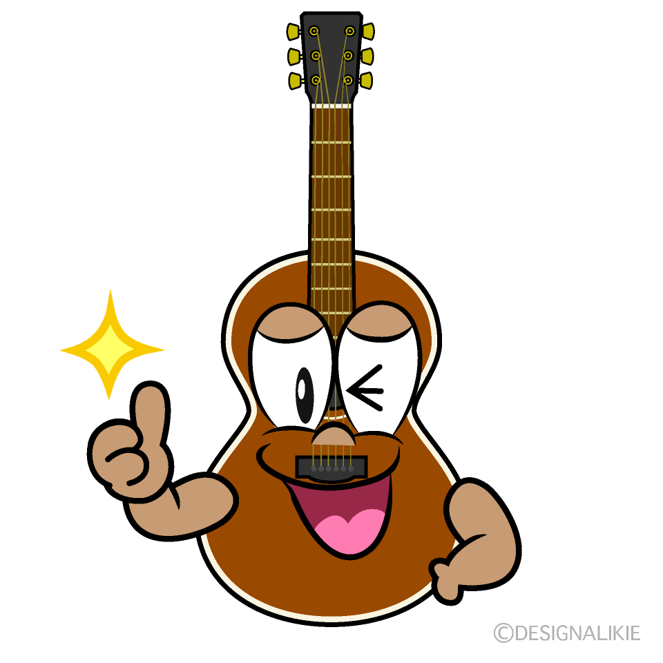 Thumbs up Guitar Cartoon Character Image